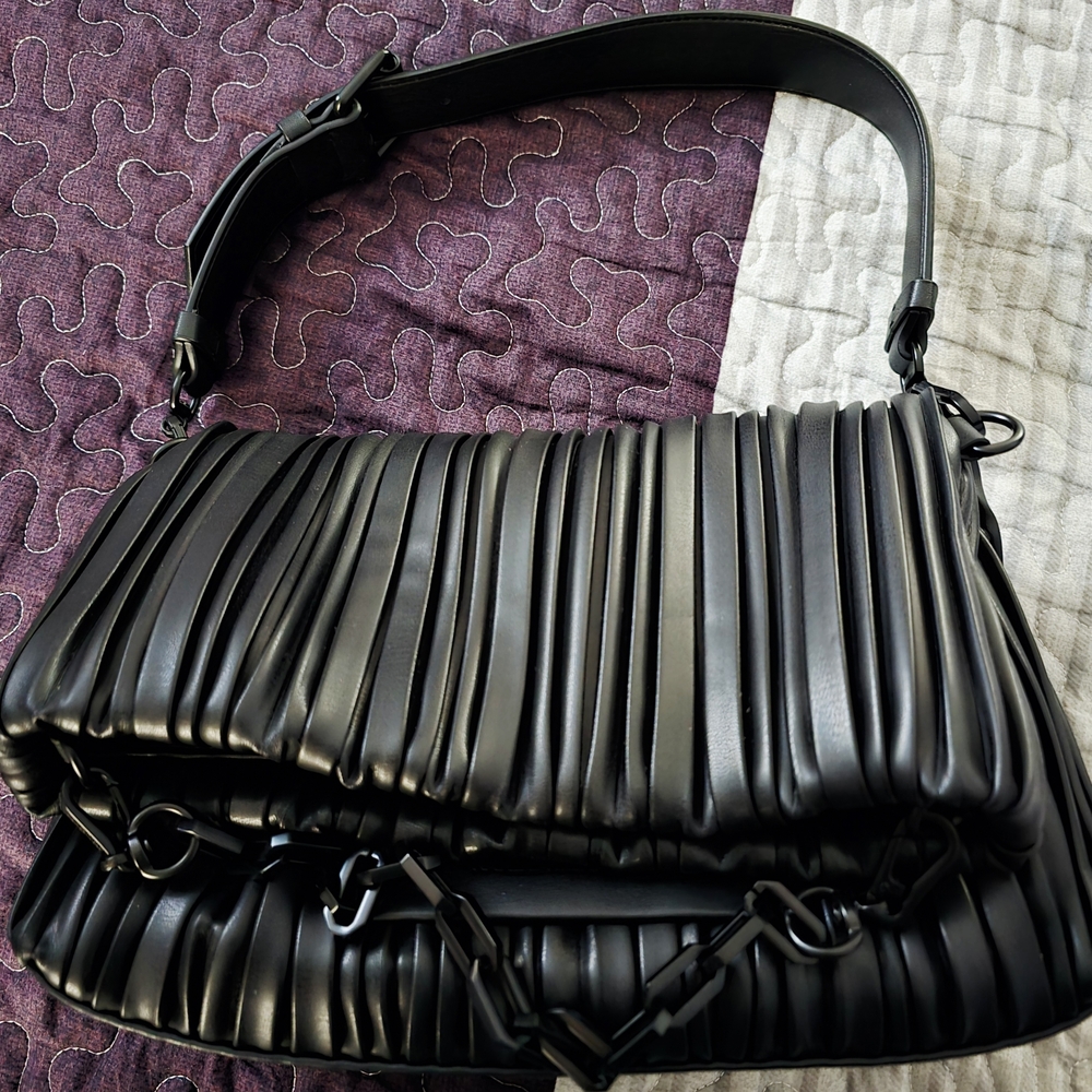 Karl Lagerfeld Black Pleated Shoulder Bag